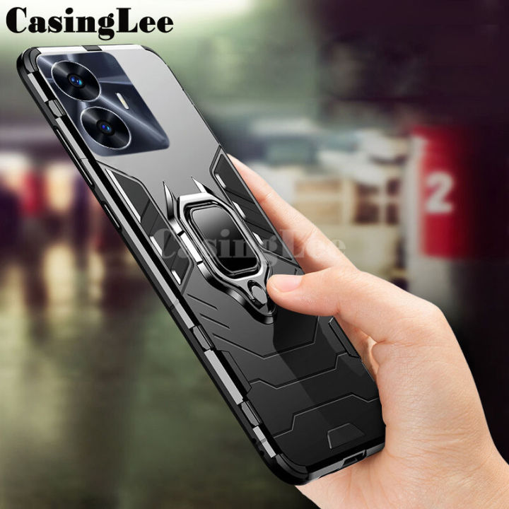 For Realme C55 Case Shockproof Armor Stand with Holder Car adsorb Ring Back Cover Casing hp For Realme C55 Phone cases