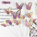 10pcs Butterfly Cake Toppers Sequin Purple Pink Butterflies Cake Decoration Card for Wedding Girls Happy Birthday Party Decors. 