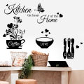 Kitchen Wall stickers Cooking Wall Decal Home Decoration Wall Decor Kitchen Kitchen the Heart of the Home Kitchen stickers Black theme wall sticker Big Butterfly Kitchenware cooking tools. 