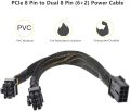 Nylon Braided 8 Pin to Dual PCIe 8 Pin (6+2) Power Adapter GPU VGA Splitter Extension Power Cable GPU Mining Riser Card. 