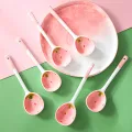 1Pc Cute Strawberry Ceramic Soup Spoon Ice Cream Hand Painted Coffee Dessert Long Handle Spoon Kitchen Tableware Accessories FUHENG. 