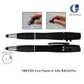 4 in 1 laser pointer presentation pen with LED light, Laser Pointer presenter pointer, stylus, Ball Gel Pen Free battery included (Black). 
