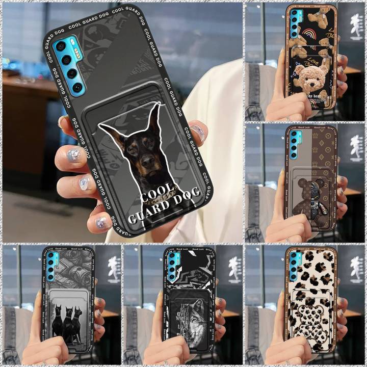 Anti-knock Graffiti Phone Case For TCL 20 Pro 5G Cartoon Card slot Fashion Design Silicone Back Cover TPU Card bag Cover