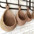 Jute Potato and Onion Storage Basket for Pantry Boho Kitchen Decor Bohemian Hanging Fruit Baskets for Kitchen. 