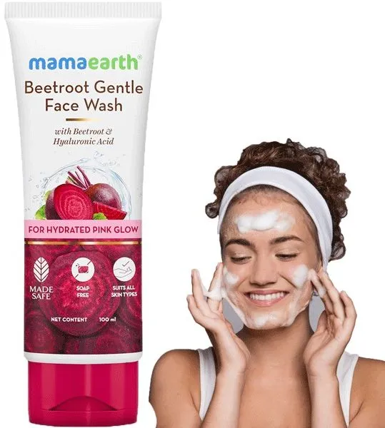 MAMAEARTH bn9 Beetroot Gentle Face Wash & Hyaluronic Acid for Hydrated Pink Glow -100ml