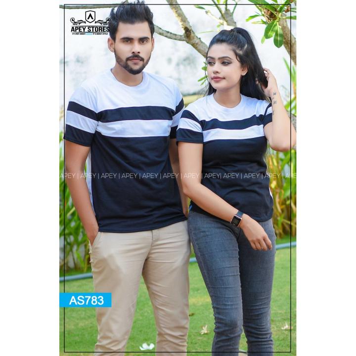 Black & White Short Sleeve Couple T shirts | AS783 , t shirt for men, t shirt for girls