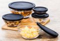 5 Piece Bowl Set Glass Container Gift Box Glass Box Storage Bowl set with Coloured Plastic Lid. 