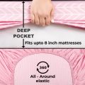HOKIPO Brushed Microfiber 135 GSM Fitted Bedsheets Queen Size Double Bed, 78 x 60 inches with 2 Pillow Cover, Herringbone Rose Pink (IN-631-D13)(FROM INDIA)NUZ. 