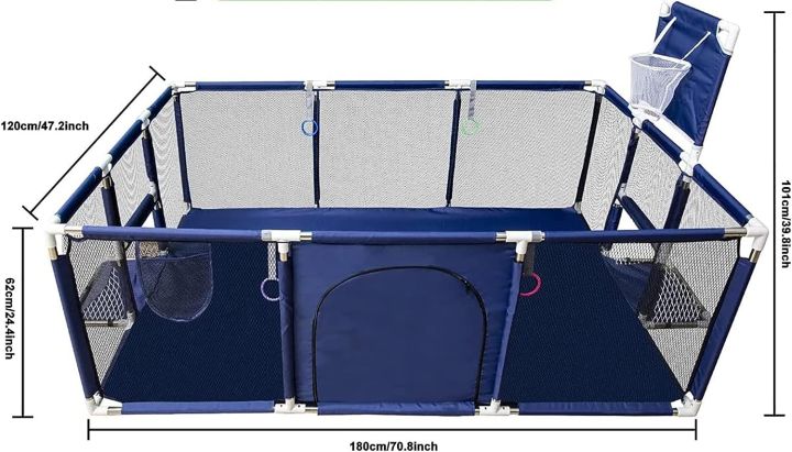 SKY-TOUCH%20Safety%20Large%20Portable%20Play%20Pen%20For%20Twin,%20Baby%20And%20Toddler%20Indoor%20Outdoor%20Baby%20Playpen%20With%20Extra%20Tall%20Size,%20Fun%20Activities,%20Basketball%20Hoop%20&%20Matblue,%20Safe%20Play%20Pen%201.2%20*%201.8M%20%7CP03%20%7CMUT95K%20-%20Image%203