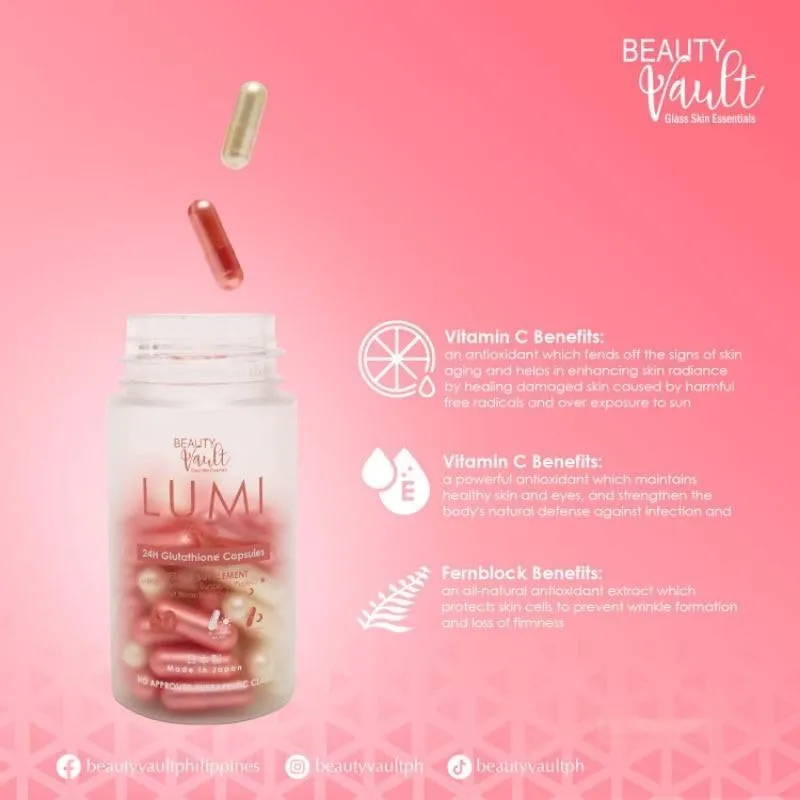 lumi glutathione capsule review BEAUTY VAULT 24H Capsules (60 Caps) 1 Box ELASTICIN