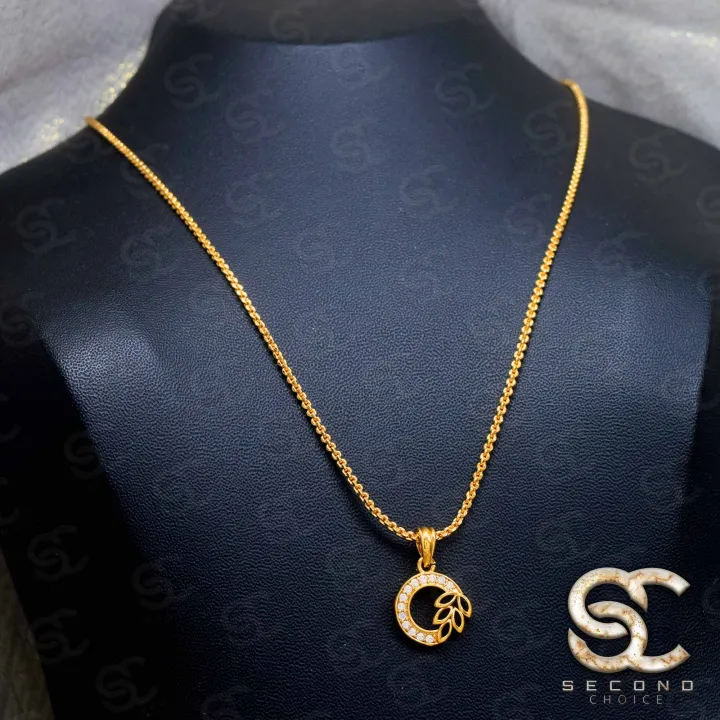 Gold%20Plated%20Guaranteed%201.5MM%20New%20Trend%20Stylish%20Diamond%20Chain%2018/24%20Inch%20Beautiful%20Design%20With%20Leef%20Round%20Fixed%20Stone%20Pendant%20-%20Image%203
