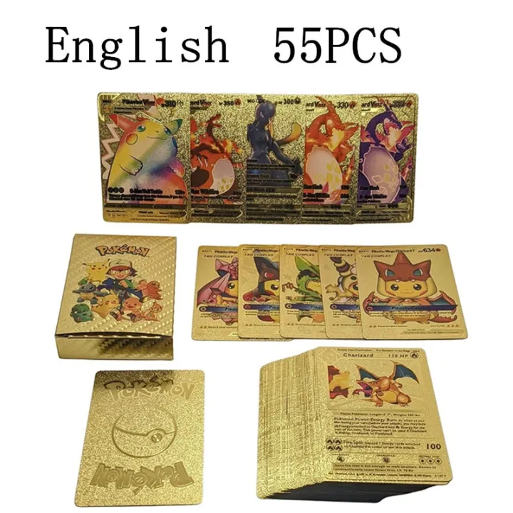 【DIV MALL】New 1 Box Pokemon Cards Gold Vmax GX Energy Card Charizard Pikachu Rare Collection Trainer Card Child Gift