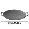 Grill Pan BBQ Baking Frying Round Griddle Plate Non-Stick Cooking Tools with Brush Gloves and Tongs for Camping Outdoor. 