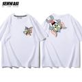 Men's Short Sleeve Cartoon Anime Shirt Tom 100% Cotton Couple Streetwear JerryTTomJerry Fashion Summer Casual. 