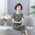 Middle-Aged and Elderly Women's Clothing Mom Grandma's Clothes Summer Clothes for the Elderly Summer Clothes Short Sleeve Suit Two-Piece Thin Ice Silk. 