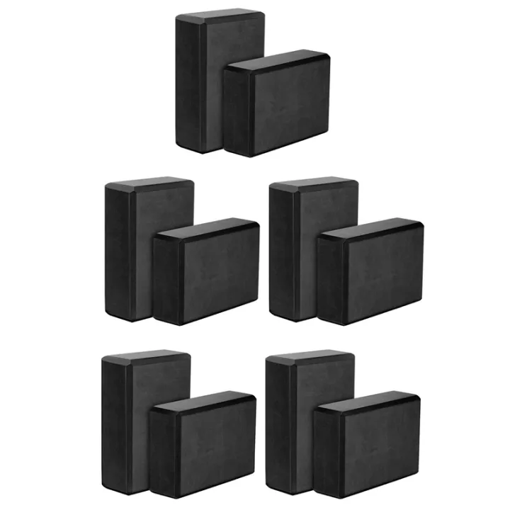 Blocs De Yoga Rdjumpdjo Lot De 10 – EVA Haute Densité 23x15x7,6 Cm, Légers Et Écologiques, Noir