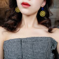 2022 Fashion Luxury Simple Big Round Korean Style Hollow Mesh Drop Earrings. 