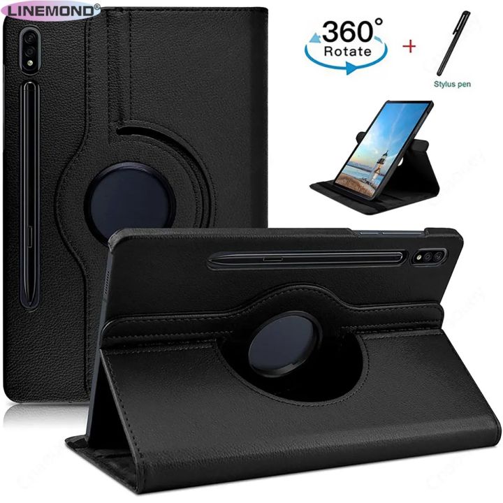 Stand Case for Samsung Galaxy Tab S7 S8 S9 11 inch SM-T870 SM-X700 Tab S9 X710 360 Rotating PU Leather Stand Tablet Cover +Pen