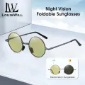 LouisWill Foldable Sunglasses Circular Men Women Polarized Glasses Chic Retro Sunglasses Photochromic Polarized Sunglasses Men Discoloration Eyewear Anti Glare UV400 Glasses Driving Goggles. 