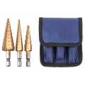 3Pc Hss Step Cone Taper Drill Bit Set Metal Hole Cutter Metric 3-12 4-12 4-20Mm 1/4 inch Titanium Coated Metal Hex Taper. 