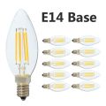 4W LED Filament Candle Light Bulb, E14 Edison Screw Classic Candle Bulb, Warm White 400LM, 40W Equivalent Incandescent Replacement, AC110-120V. 