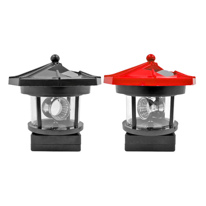 【Must-Have Style】 Lighthouse Solar LED Fence Decor Smart Sensor Beacon Rotating Beam Lamp