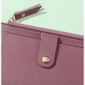 Women PU Leather Short Pocket Buckle Zipper Wallet / Korean Mini Plain Color Flap Trend Purse / Multi-card High Capacity Card Holder. 