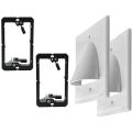 Single Gang Bundled Cable Wall Plate 1-Gang Recessed Low Voltage Cable Plate with Mounting Bracket (2-Pack, White). 
