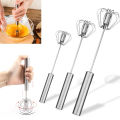 Semi-automatic Egg Beater Stainless Steel Egg Whisk Manual Hand Mixer Free size. 