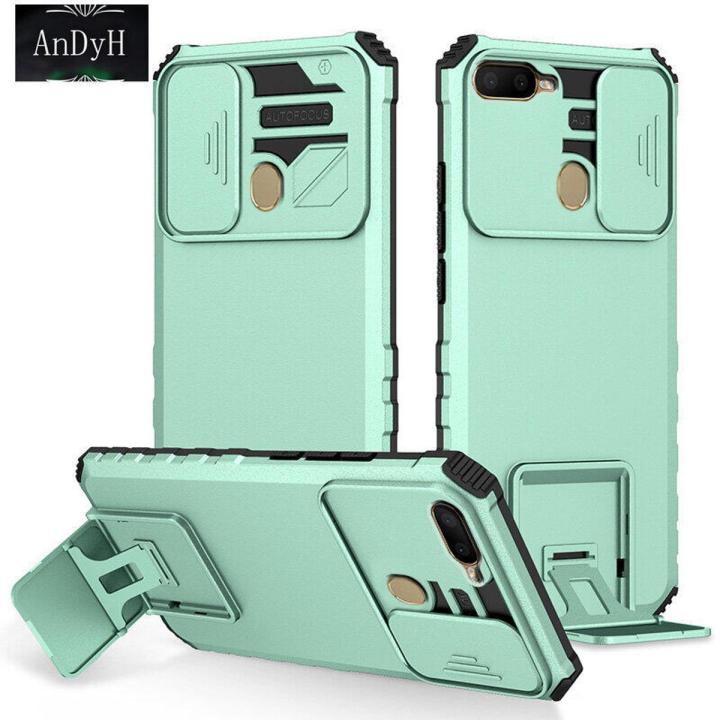 AnDyH 2022 Upscale luxury Phone Case for OPPO A5S A12 A7 A11K F9 Pro Full Camera with Stereo Support Sliding Window Protection with Anti Falling