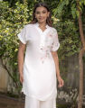 Spring & Summer Chinese Collar Kurtha with Sublimation Print. 