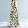 Yfashion Summer Sleeveless Tank Dress For Women Cotton Bohemian Printing Cotton Linen Long Skirt Loose Casual Dress. 