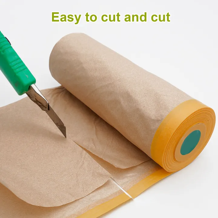 Sinoster Waterproof Masking Paper Premium Pre-taped Masking Paper 2 Rolls Strong Adhesive Waterproof Drape for Painting Diy Projects Multipurpose Protective Covering Sheets for Home Auto Wide Width Easy