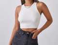 Cuelo High Ribbed Crop Top for Women. 