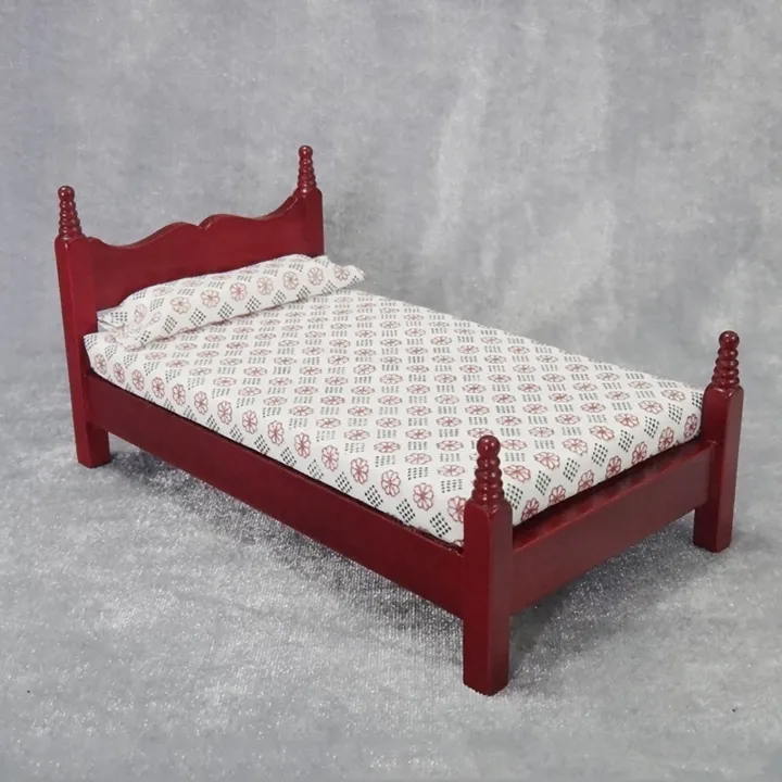 Vintage%20DIY%20Wooden%20Miniature%20Furniture%20Dollhouse%20Single%20Bed%20for%20Decoration%20-%20Image%203