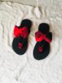 Black Rubber Slipper for Girls with Nice Designs made from Velboa  materials. 