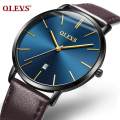 relo water proof  ultra-thin quartz watch Leather waterproof fashion men's business watch multiple colors. 