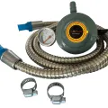 Taiko LP GAS REGULATOR WITH METER & STAINLESS STEEL HOSE. 