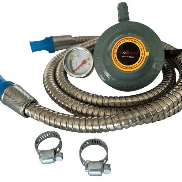 Taiko LP GAS REGULATOR WITH METER & STAINLESS STEEL HOSE