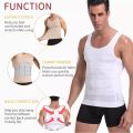 Waist Cincher Slimming Vest Body Shaper Tummy Fat Burning ShaperSlim & Lift Slimming Shirt For Men white vest slimming Vest- White. 