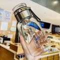 Handle, Outdoor Sports Large Capacity Glass 750ml/1000ml Cup with Lid, Leakproof Glass Water Bottle Clear with Water Cup. 