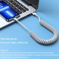 5A 66W USB Type C Micro USB C Spring Fast Charging Date Cable For iPhone Android Phone Accessories Car USB Data Charging Cable. 