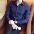 High Quality Men's Casual Solid Color Korean Slim Fit Business Long Sleeve Shirt Men's Fashion. 