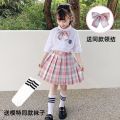 JK Uniform Suit Primary School Student Genuine Girl's Domineering Plaid Skirt School Uniform Grade 3 12 Summer Pleated Skirt. 