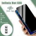 2in1 Privacy Tempered Glass For Infinix Hot 60i Screen Protector Full Cover Camera Lens For Infinix Hot 60 50i 50 Pro 40i 40 ProLens Film Class. 