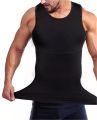 Waist Cincher Slimming Vest Body Shaper Tummy Fat Burning Shaper Slim & Lift Slimming Shirt For Men Black vest slimming Vest- Black. 