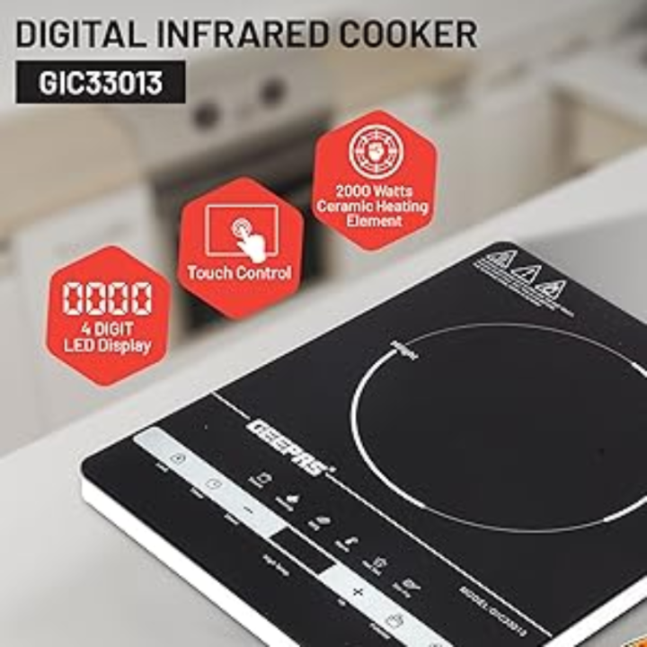 Geepas%204%20Digit%20LED%20Display%20Digital%20Infrared%20Cooker,%20GIC33013%20%7C%208%20Temperature%20Settings%20%7C%203hrs%20Programmable%20Timer%20%7C%202000W%20Ceramic%20Heating%20Element%20-%20Image%202