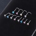 AOEDEJ 1 Piece CZ Crystal Nose Stud 20g L/I/S Shape 316L Stainless Steel Nostril Piercings Heart Star Gems Nose Piercing Jewelry. 