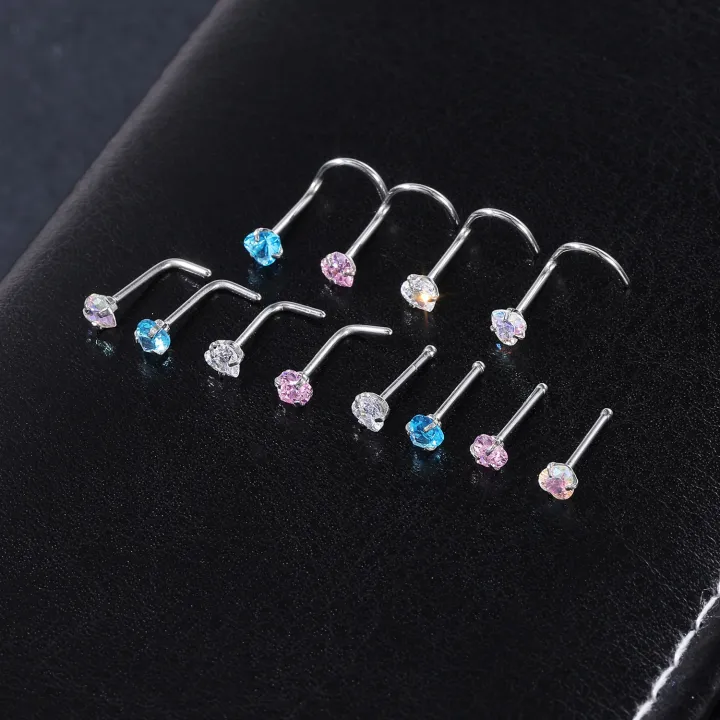 AOEDEJ%201%20Piece%20CZ%20Crystal%20Nose%20Stud%2020g%20L/I/S%20Shape%20316L%20Stainless%20Steel%20Nostril%20Piercings%20Heart%20Star%20Gems%20Nose%20Piercing%20Jewelry%20-%20Image%204