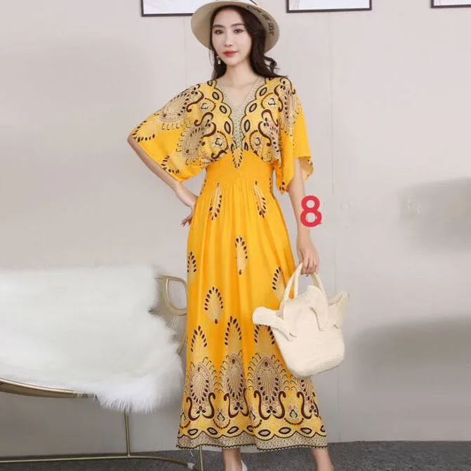 %E3%80%90ZIME%E3%80%91Women%20Bohemian%20Floral%20Printed%20Short%20Sleeve%20Long%20Dress%20V-neck%20Party%20Beach%20Maxi%20Dress%20-%20Image%204